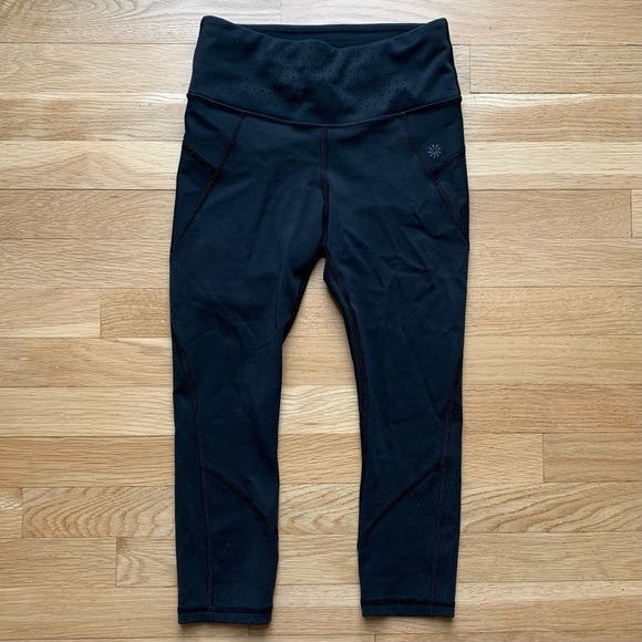 ATHLETA Black Lazer Cut Train Capri XS - Picture 1 of 4